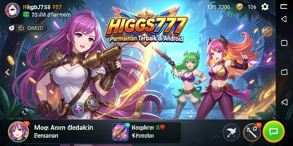 Tampilan gameplay HIGGS777 dengan karakter anime yang dinamis.