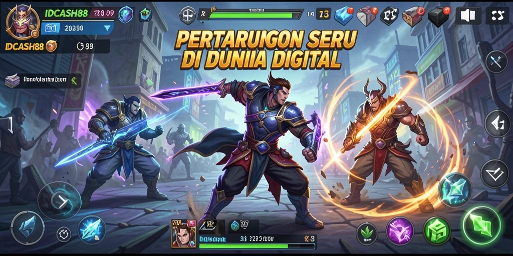 Tampilan gameplay seru di IDCASH88 dengan pertarungan karakter yang dinamis.