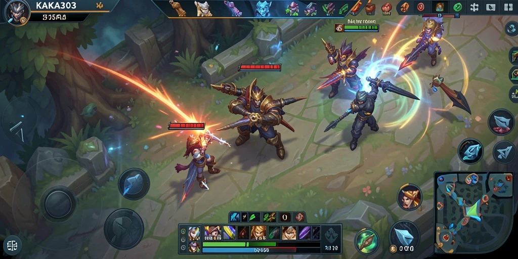 Screenshot gameplay KAKA303 yang menampilkan pertarungan seru dalam MOBA.