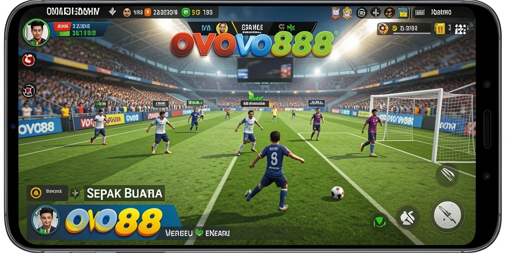 Tampilan menarik dari gameplay OVO88 dengan aksi sepak bola yang mendebarkan.