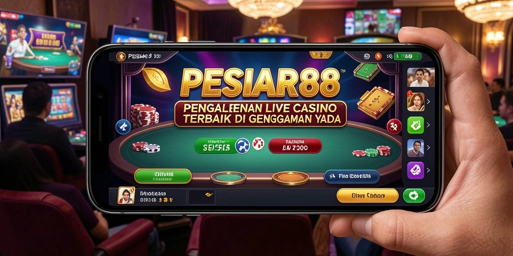 Screenshot PESIAR88 menampilkan dealer live dalam permainan casino.