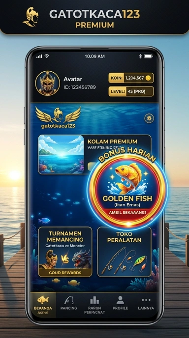 Tampilan antarmuka pengguna pada gatotkaca123 yang sederhana dan menarik.